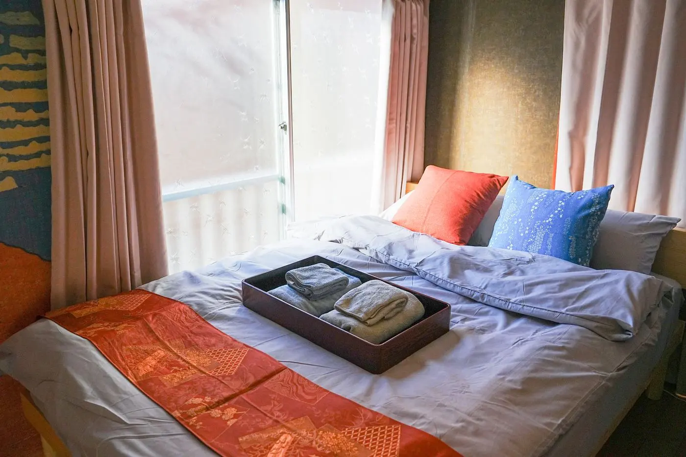 The bed in the Akafuji room